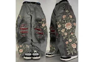 DiZNEW Men's Jeans 2026 Embroidery Technique Men's Baggy Jeans Pants Over Size Scraping Men's Jeans Big and Tall Cargo