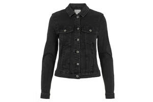 Women's Cropped Denim Jacket Casual Long Sleeve Lightweight Jean Coat with Buttons and Chest Pockets Wholesale Denim Jacket