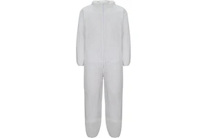 High Quality Disposable Red/White Non-Woven Waterproof Anti-Static Elegant Suit Style Elastic Cuffs Cleanroom Use Level D