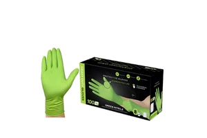 Wholesale Durable Grip Heavy Duty 9MIL Green Nitrile Disposable Industrial Gloves Raised Diamond Texture Anti-Vibration