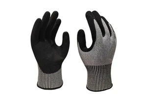 CE EN388 Certified Great Grip Nitrile Coated Construction Gloves Level 5 Anti-Cut Oil Water Resistant HPPE Safety Hand Gloves