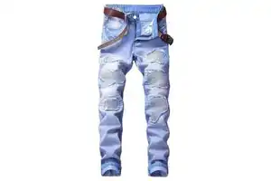 Custom Logo Breathable Plus Size Men's High Street Style Jeans with Button Fly and Large Pocket New Denim Pant on Demand