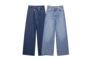MYST&ZA Women's Clothing 2024 Autumn and Winter New Fashion Casual Asymmetric All-match High Waist Loose Jeans 8197232