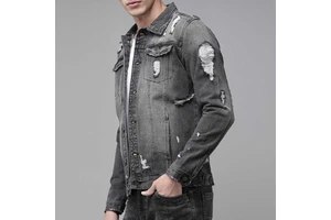 High Quality Fashion Winter Casual Vintage Oversized Denim Jeans Jacket for Men Waterproof Windproof Breathable Front Logo