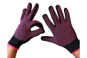 Professional Hair-Styling Safety Gloves Non-Slip Heat Resistant Silicone Bumps Finger Gloves for Styling