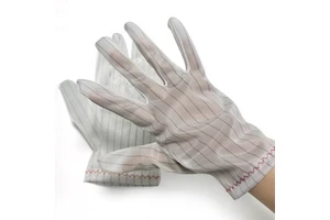 ALLESD Lint Free Conductive Stripe Gloves ESD Anti-static Polyester Glove Safety Work Gloves for Cleanroom