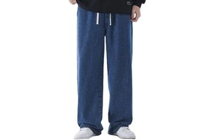 Men's Loose Wide Hip Hop Denim Trousers Relaxed Wide Leg Light Blue Washed Plus Size Baggy Street Wear Jeans Pants For Men