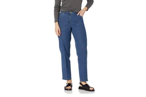 High Waist Straight Leg Casual Women's Denim Jeans Regular Fit Stretch Pants Winter/Summer Simple Knitted