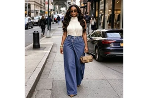 Jeans for Woman High Waist Wide Leg Pants Summer Long Trousers Asymmetrical Washed Baggy Jeans Streetwear Casual Women's Jeans