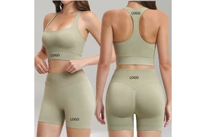 2pcs Seamless Women Fitness TOP High Waist Short Soft Nylon Spandex Sports Bra Fitness Wear Breathable Yoga Sports Bra for Women