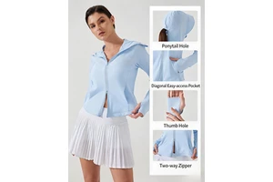 Women's Summer Breathable Yoga Top with Hood Spandex/Nylon Regular Fit Quick-Drying and Sun Protection for Outdoor Sports