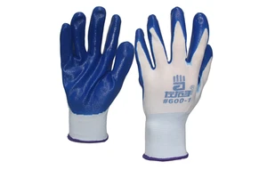 Custom Polyester Red Shell Waterproof Gloves Oil Resistant Palm Nitrile Gloves Nitrile Coating Work Garden Safety Gloves