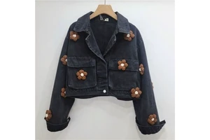 Womens Clothing Denim Jacket Women Autumn Long Sleeve Outerwear Button Female Casual Jeans Coat