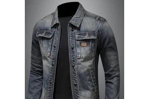 Autumn Motorcycle Fashion Denim Jacket Trend Korean Version Men's Slim Fit Jacket Retro Casual Handsome Denim Jacket OEM