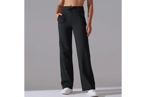 High Waist Wide Leg Yoga Pants for Women Fleece Lined Breathable Loose Fit Lounge Pants With Pockets