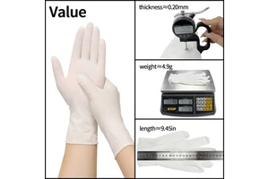 Disposable White Nitrile Gloves, Industrial Grade, Latex-free, Touchscreen Compatible, Protective, Anti-slip, Food Safe.