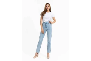 NAS WEARS Latest Style Women's High-Street Denim Straight Pencil Length Jeans Eco-Friendly Wholesale Price Windproof Breathable