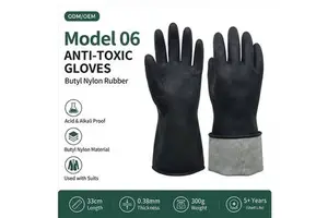 Model 06 Butyl Nylon Rubber Anti-toxic Gloves 33cm Length Acid Alkali Resistant Industrial Chemical Protective Safety Gloves