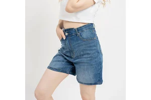 Best Selling High Quality 100% Cotton Women Jeans Shorts Dark Wash Button Fly Durable Breathable Comfortable Fashion Clothing