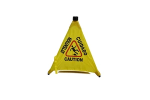 Yellow Fabric Pop-Up Safety Cone With Holder for Safety Products