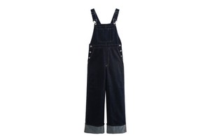 Denim Blue Color Full Length Side Buttons Casual Fashion Women's Jeans Overalls