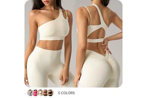 Best-selling High Support Breathable Spandex/Nylon Oblique Single Shoulder Yoga Bra Beautiful Back Sports