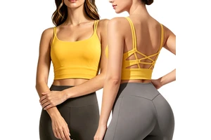 Ladies U-Neck Breathable Lightweight Yoga Bra Multi-Strap Adjustable Crisscross Back Four-Way Stretch Medium Support Comfortable