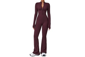 Breathable Zipper Sports Bodysuit Seamless Yoga Jumpsuit for High Impact Fitness Training
