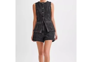 Best Premium Factory Sale Women's Casual Denim Jacket Set Solid Pattern Button Vintage Sweet Winter Season Best Price Trending