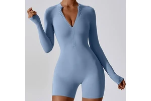 Long Sleeves Front Zipper Sportswear Yoga Jumpsuit Overall Women Active GYM Training Bodycon Custom Athletic Fitness Jumpsuit