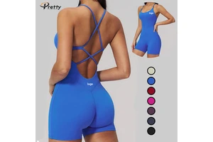 One-piece Yoga Short Jumpsuit Women's Fitness Breathable Bodysuit Sports Running Sleeveless Jumpsuit Fitness Sports Wear