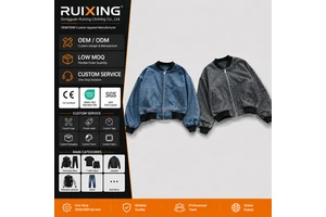 Reliable Supplier Custom Denim Bomber Jacket Wholesale Washed Jean Jackets Boxy Fit OEM Private Label Bespoke Streetwear Outfits