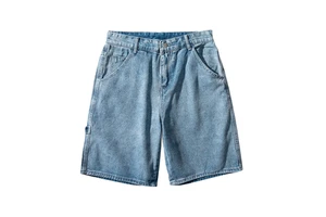 Summer New Men's Hip Hop Mid Waist Print Stretch Casual Short Denim Shorts Blue Black