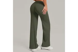 Women High Elastic Waist Solid Plus Size Yoga Pants Straight Leg Loose Wide-Leg Butt-Lifting Long Pants for Running Gym Fitness