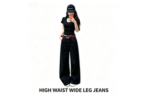 Women's High Waist Casual Summer Cute Heavily Ripped Wide Leg Jeans Gradient Vintage Yellow Wash Distressed Baggy Denim Pants