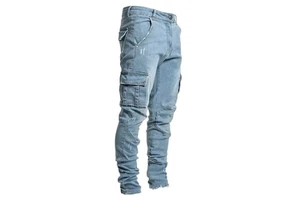 Wholesale Men Denim Side Pocket Outdoor Jeans Zipper Long Pants Men's Clothes Casual Trousers Casual Jeans