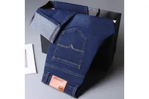 Custom Classic Slim Straight Skinny Jeans Ready Ship Fashionable Casual Denim Print Wholesale Plus Size Men's Jeans Pants