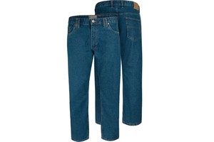 Men's 2024 Blue Denim Jeans Plus Size Regular Fit Double Stitching Autumn Print Casual Breathable Eco-Friendly 100% Cotton