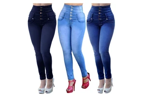 Yeungpok High Waist Skinny Pencil Jeans for Women Eco-Friendly Breathable Stretch Dark Denim Casual Pants