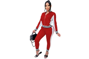 Women's New Fashion Autumn Sports Casual Suit Plus Size Hooded Embroidery 2 Piece 100% Cotton Long Sleeve Solid Pattern