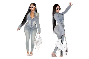 Elastic Casual Denim Suit Women's Pants Women Sets