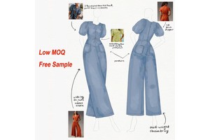 High Quality Denim Women's Overall Jumpsuit Plus Size Casual-Formal Washed Jeans Jumpsuit Custom Logo High Waist for Summer