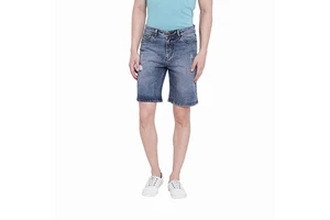 Men's shorts 100% Cotton Solid Denim Shorts Outdoor Summer Wear Dark Wash Knee Length Button Closure