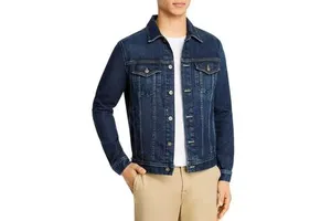 Top Quality 100% Cotton Dark Blue Man Jean Jacket Classic Mens Denim Jacket