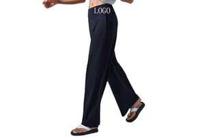 Women's Loose Wide Leg Pants Lightweight Breathable Yoga Sports Hanging Straight Leg Running Fitness Solid Custom Logo Wholesale