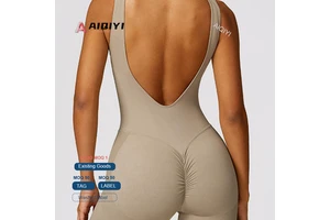 7448 Sports Fitness Gym Running Jumpsuit Breathable Female Yoga Jumpsuit One Piece Scrunch Butt Jumpsuit Seamless Bodysuit