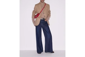 Women's High Waist Wide Leg Dark Blue Denim Jeans With Pockets, Loose Fit, Ideal For Casual Daily Wear And Street Style Outfits