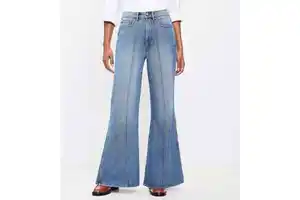 Custom Women's Jeans Washed Blue High Waist Fashion Casual Hot Sale Wide Leg Denim Jeans Pant