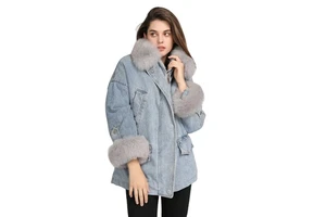 Veste En Jean Doudoune Pour Femme Manteau Women Jeans Denim Jacket