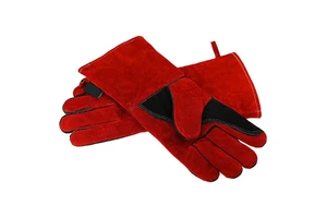 Anti-Cut Cowhide Split Long Elbow Gloves Red Stick Welding Protective Gloves for Construction Size XL Cheap Option
